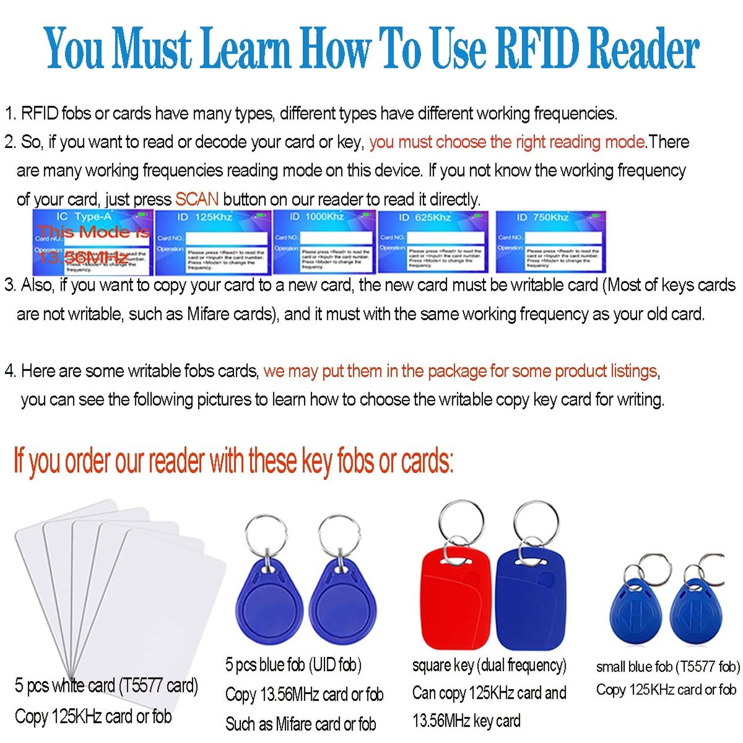 JASAG RFID Reader Writer Duplicator, NFC Reader, 125KHz 13.56MHz RFID Smart C…