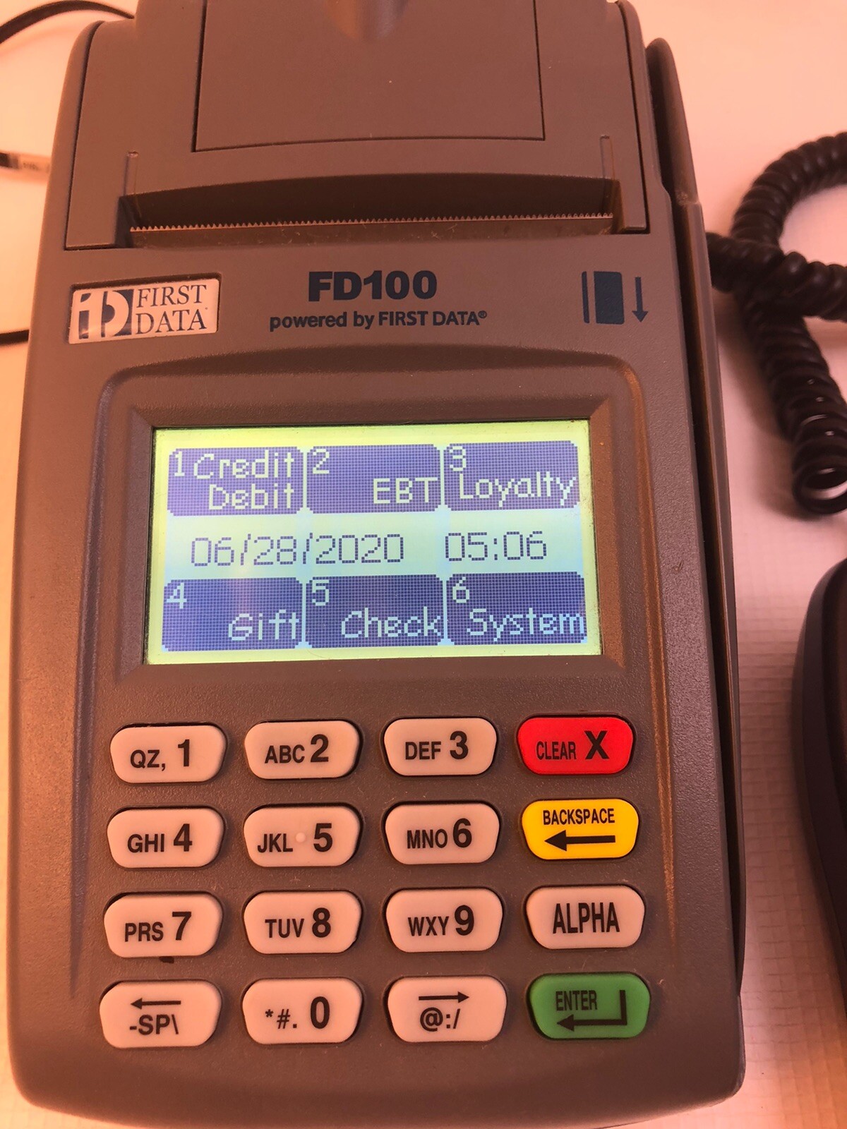 First Data FD-100 Credit Card Terminal Machine + FD-10 8001 PCI Keypad WORKS