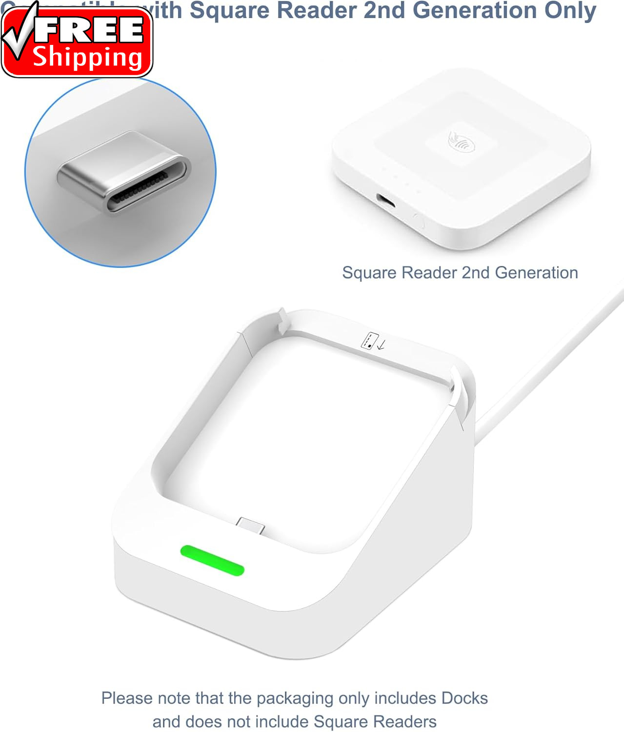 Dock for Square Reader 2Nd Generation, Holder Stand for Square Card Reader 2 Gen