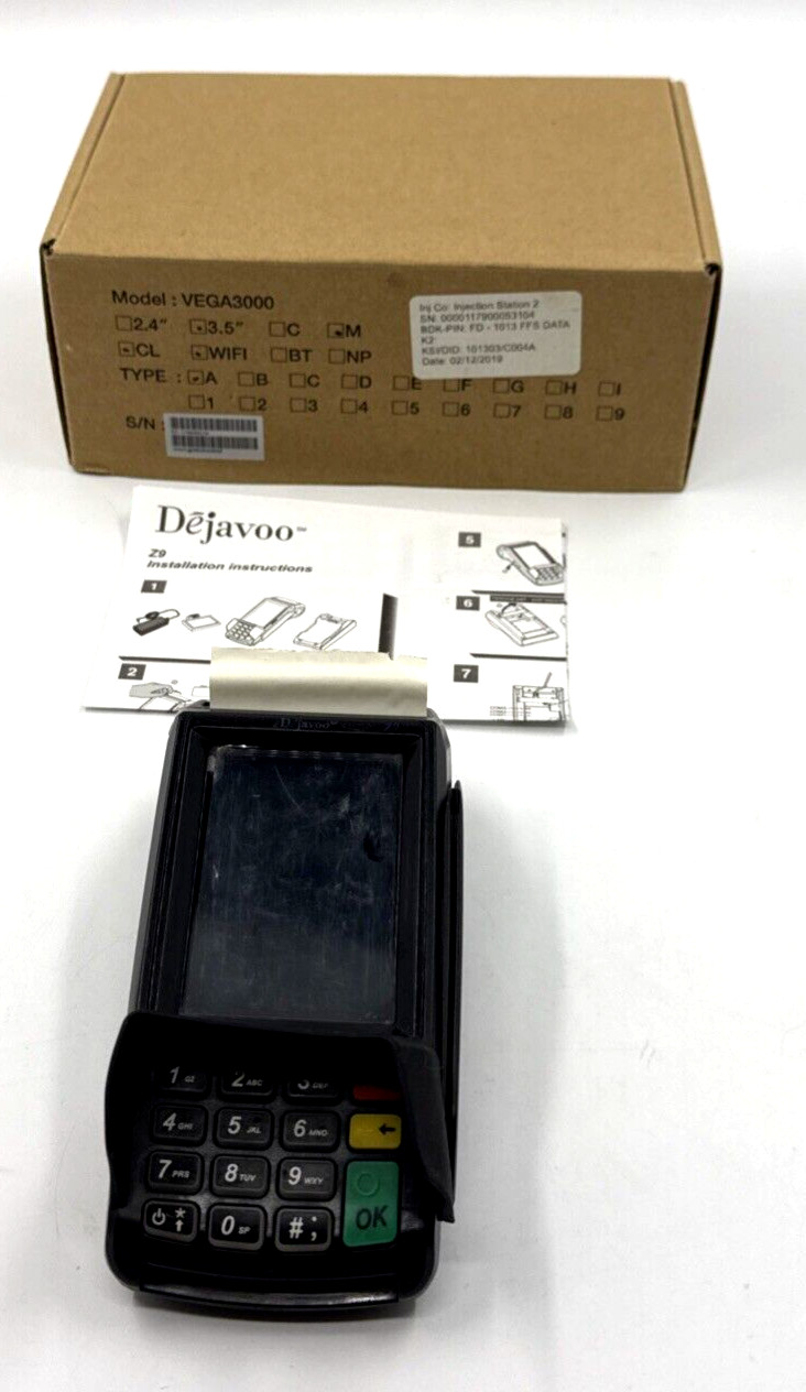 Dejavoo Z9 3.5″ VEGA3000 LCD POS Credit Card Terminal w/No Power Adapter/Tested