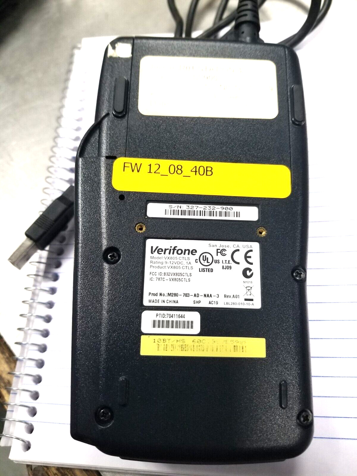 CLEAN VeriFone VX805 PIN Pad Chip Reader And Cord