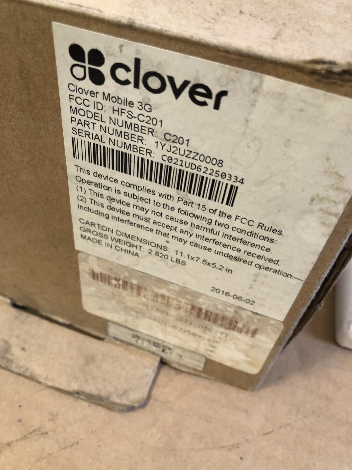 Clover Network Mobile 3G C201 – Handheld POS G505
