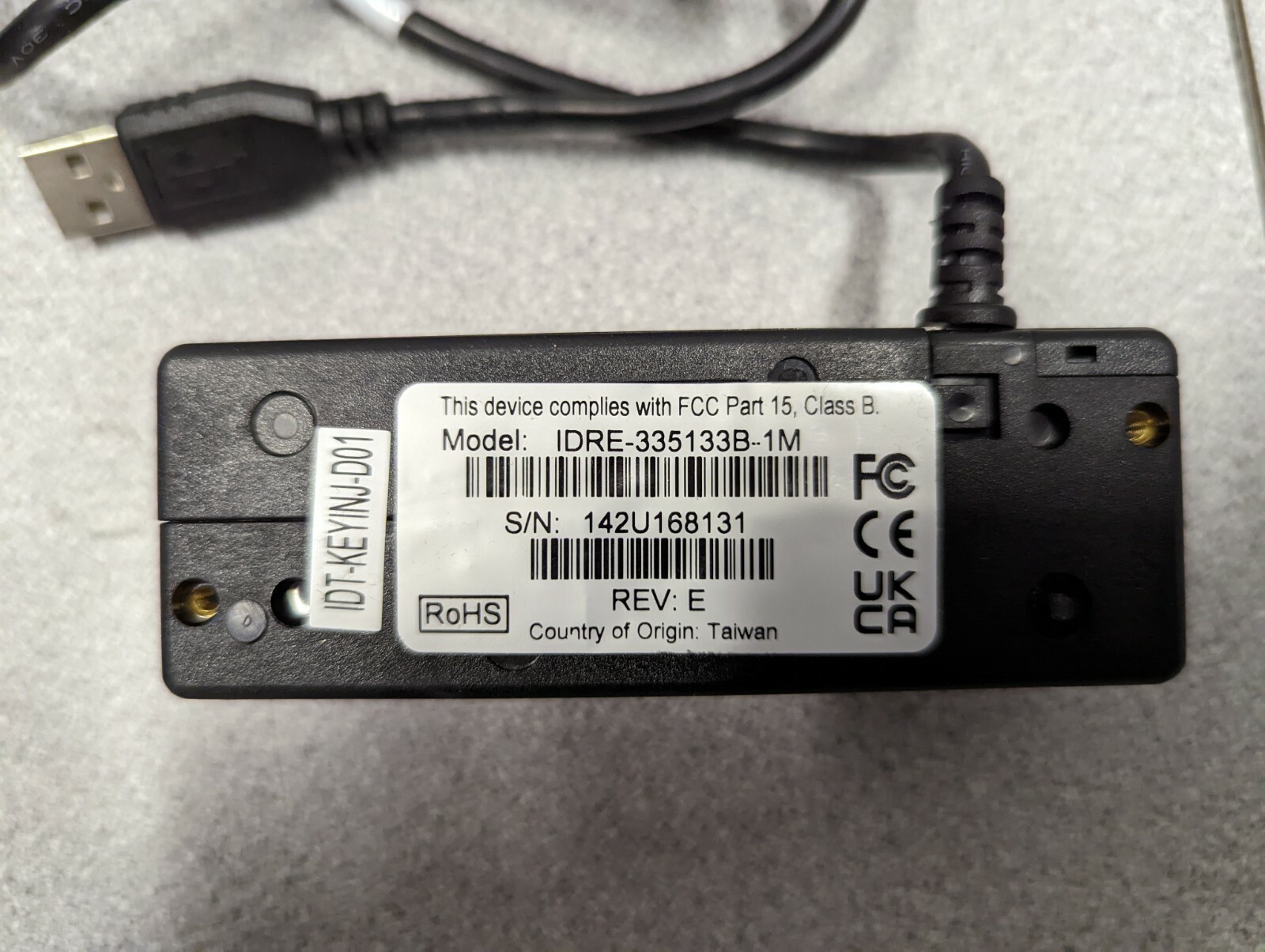Idtech IDRE-335133B-1M SecureMag Encrypted MagStripe Reader, MSR Track 3 USB-HID