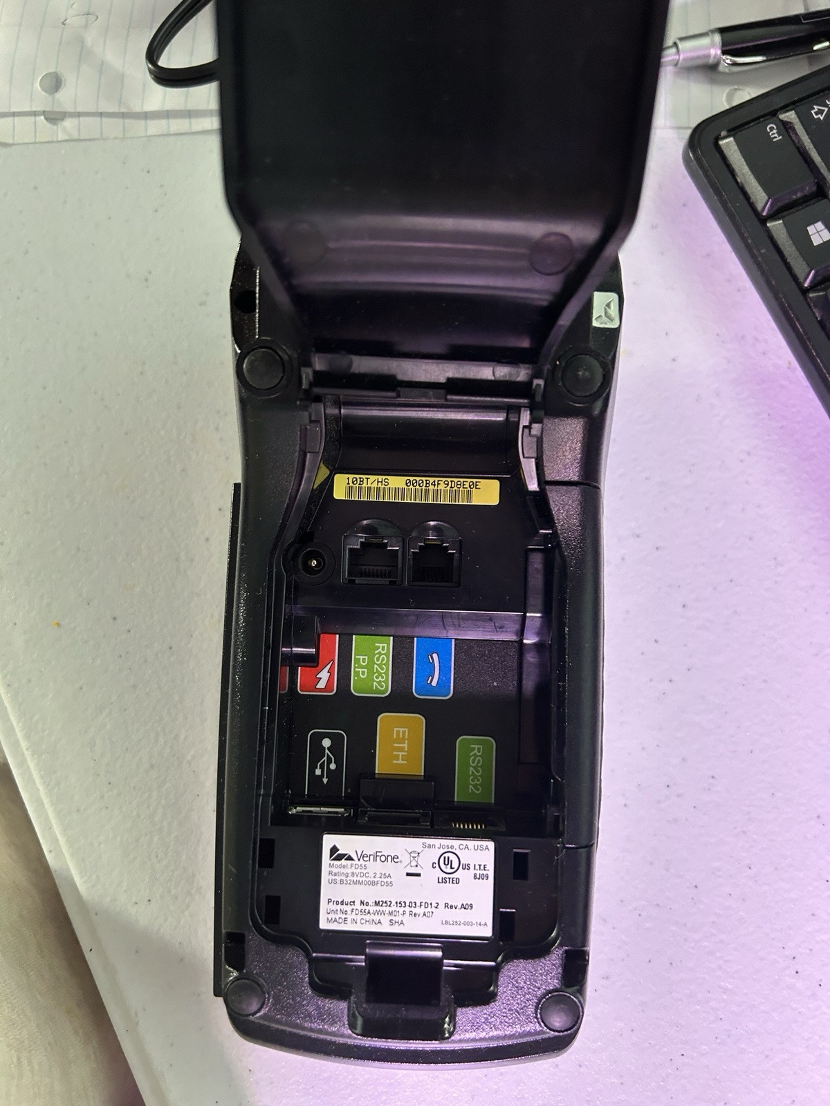 Verifone First Data FD-55 Terminal Used works well, No Power Adapter