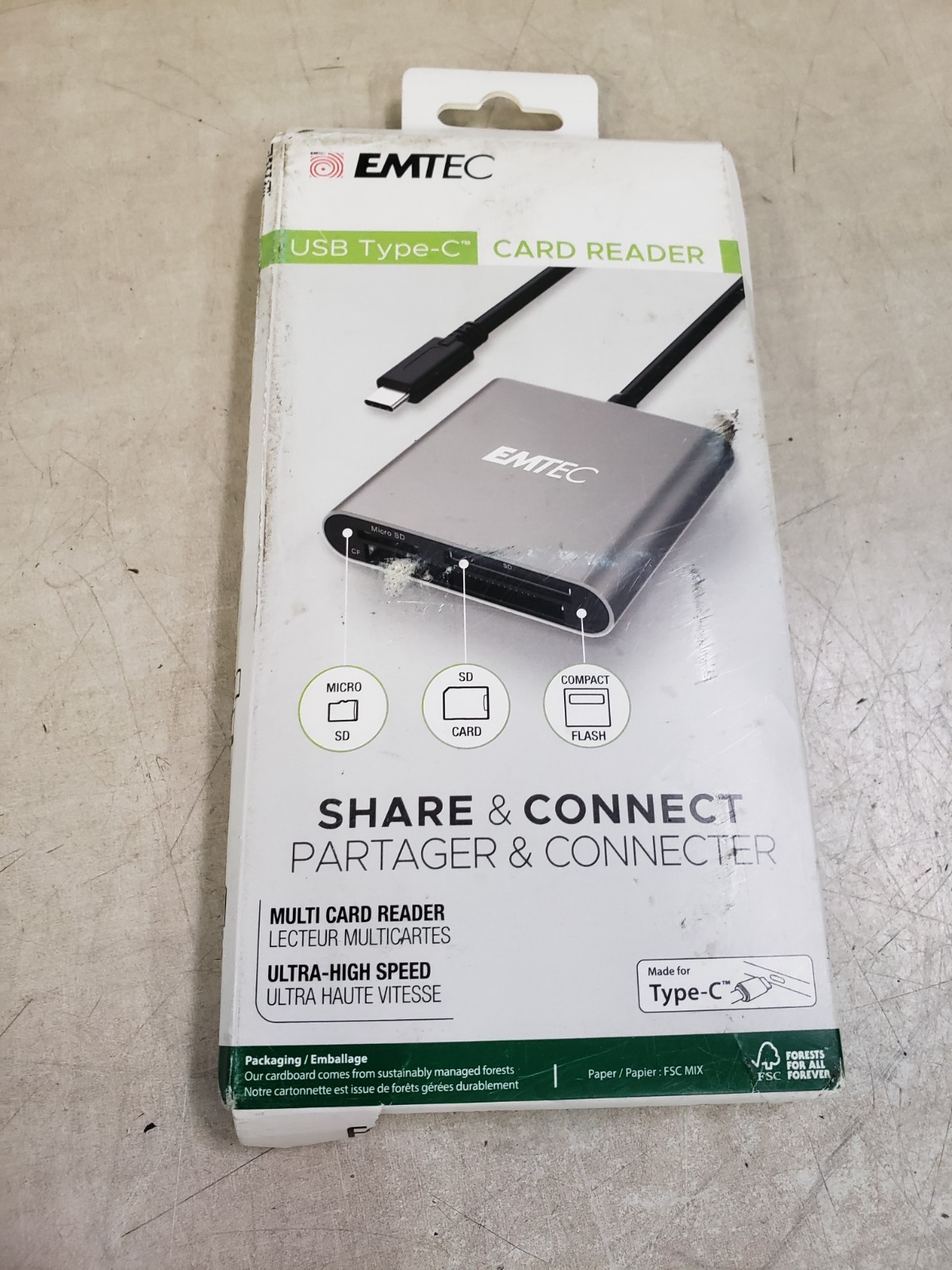 EMTEC ECCAREADT610C Type-C 3-in-1 Card Reader