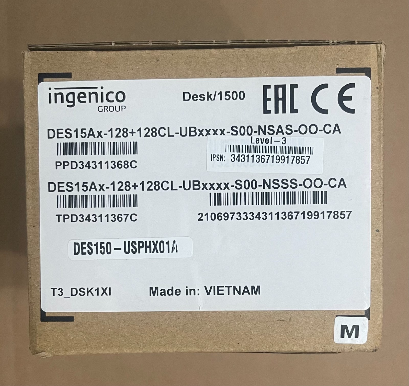New Ingenico Desk 1500 Credit Card / Chip Reader DES150-USPHX01A