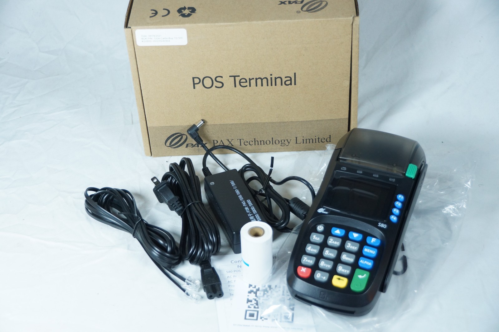 New PAX S80 EMV NFC Credit Card Machine – Black WITH POWER SUPPLY & Paper