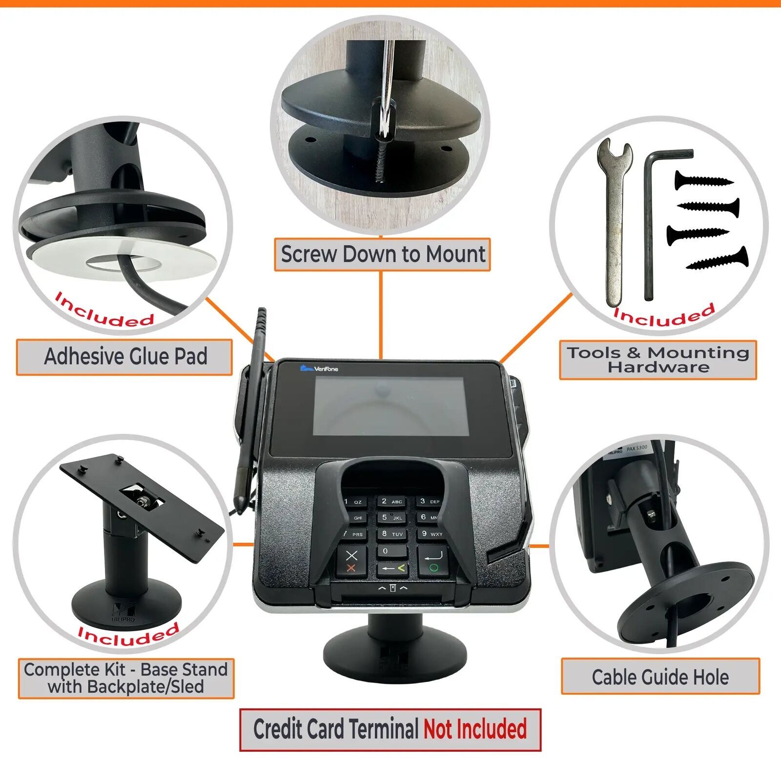 Hilipro Stand for Verifone MX915 – Sturdy Metal – 4.7″ Tall – Swivel and Tilts