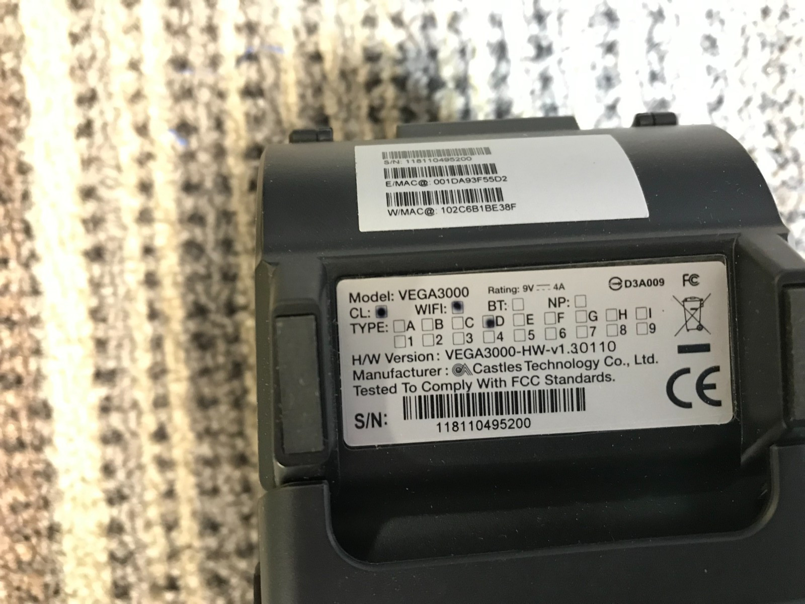 DEJAVOO Z11 VEGA3000 Credit and Debit Card Terminal *