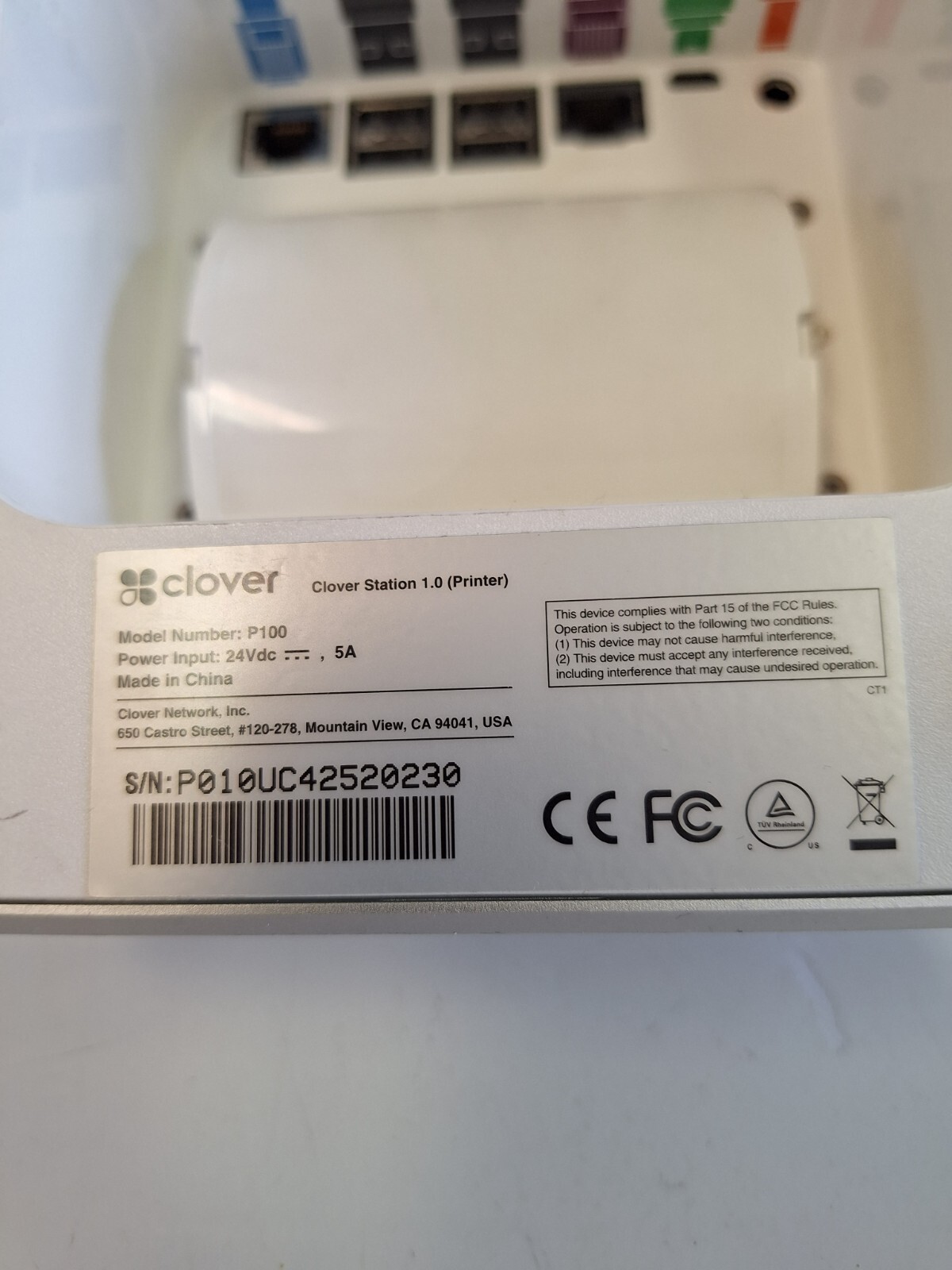 Clover P100 Station Printer Receipt Printer No Wires USED