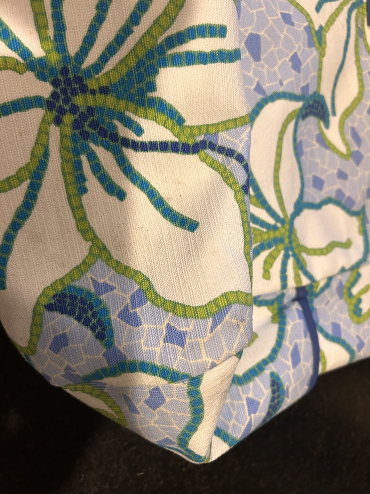 Jim Thompson canvas beach bag- blue mosaic, water resistant