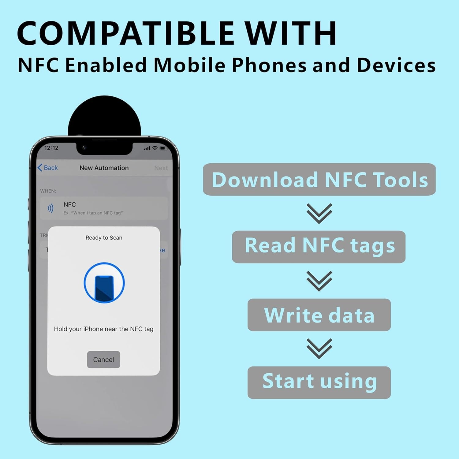 10pcs NTAG215 Black NFC Tags – Waterproof and Rewritable for Easy Connectivity