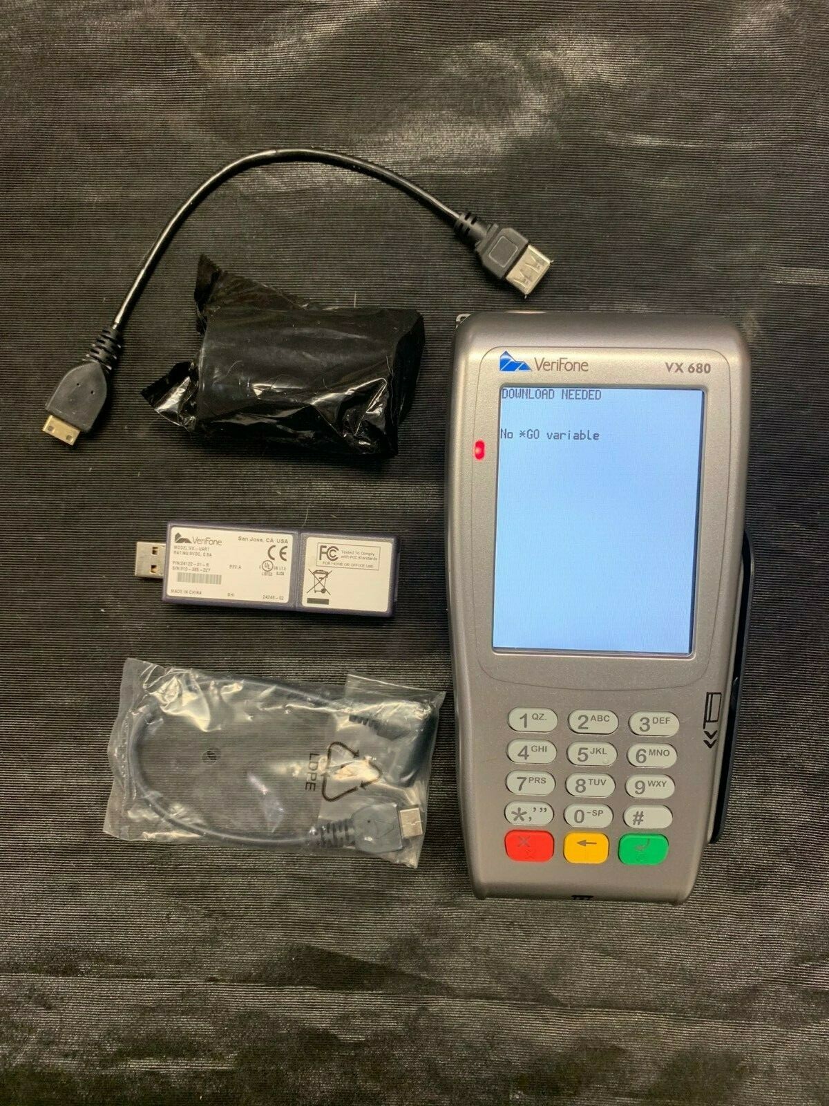 VeriFone VX680 Wireless Credit Card M268-793-C6-USA-3 CBL268-003-01-B VX-UART