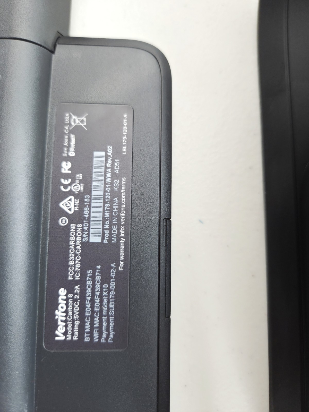 Verifone Carbon 8 POS Reader