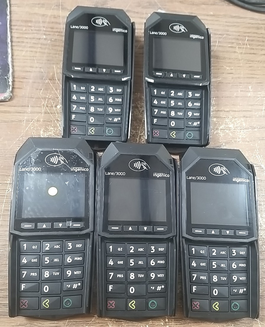 Lot X5 INGENICO LANE/3000 PAYMENT TERMINAL CREDIT CARD TOUCH POS TRD30110877B