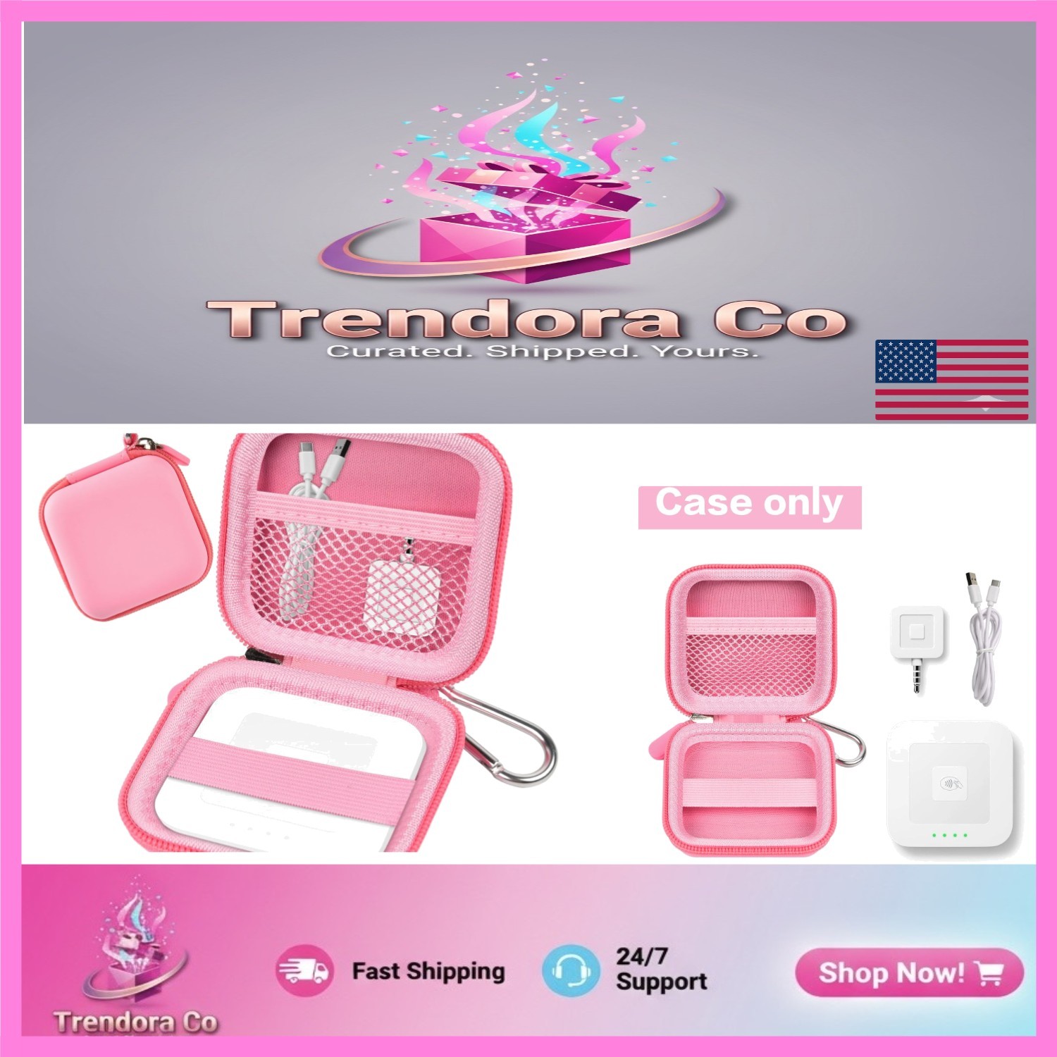 Pink Hard EVA Chip Card Reader Case – Lightweight & Water-Resistant Protection
