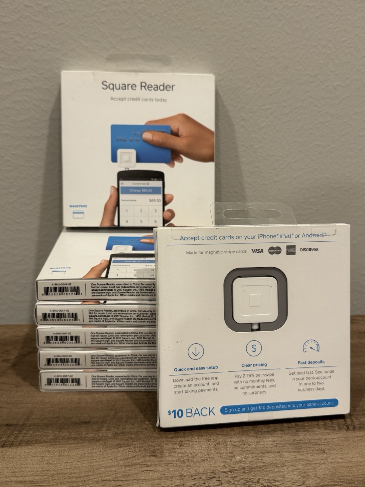 Square Credit Debit Card Reader – White for Apple iPhone and Android (SET OF 7)