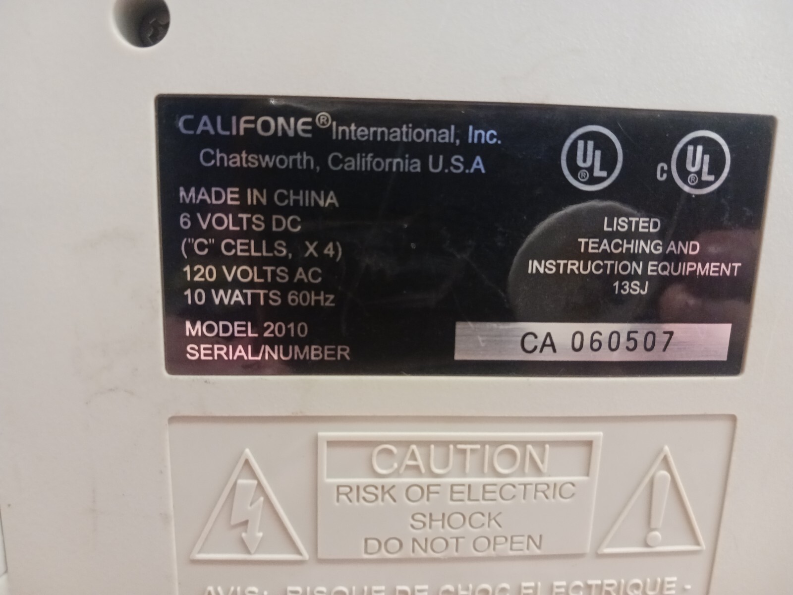 Califone Series 2000 Magnetic Card Reader, Model: 2010
