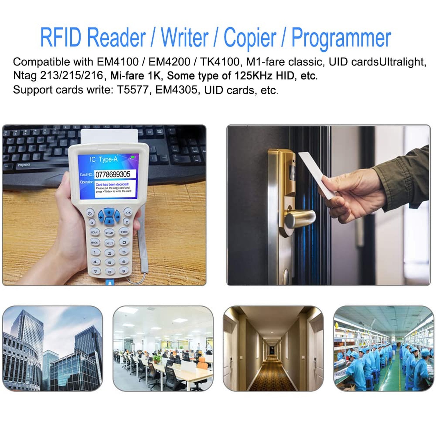 JASAG RFID Reader Writer Duplicator, NFC Reader, 125KHz 13.56MHz RFID Smart C…