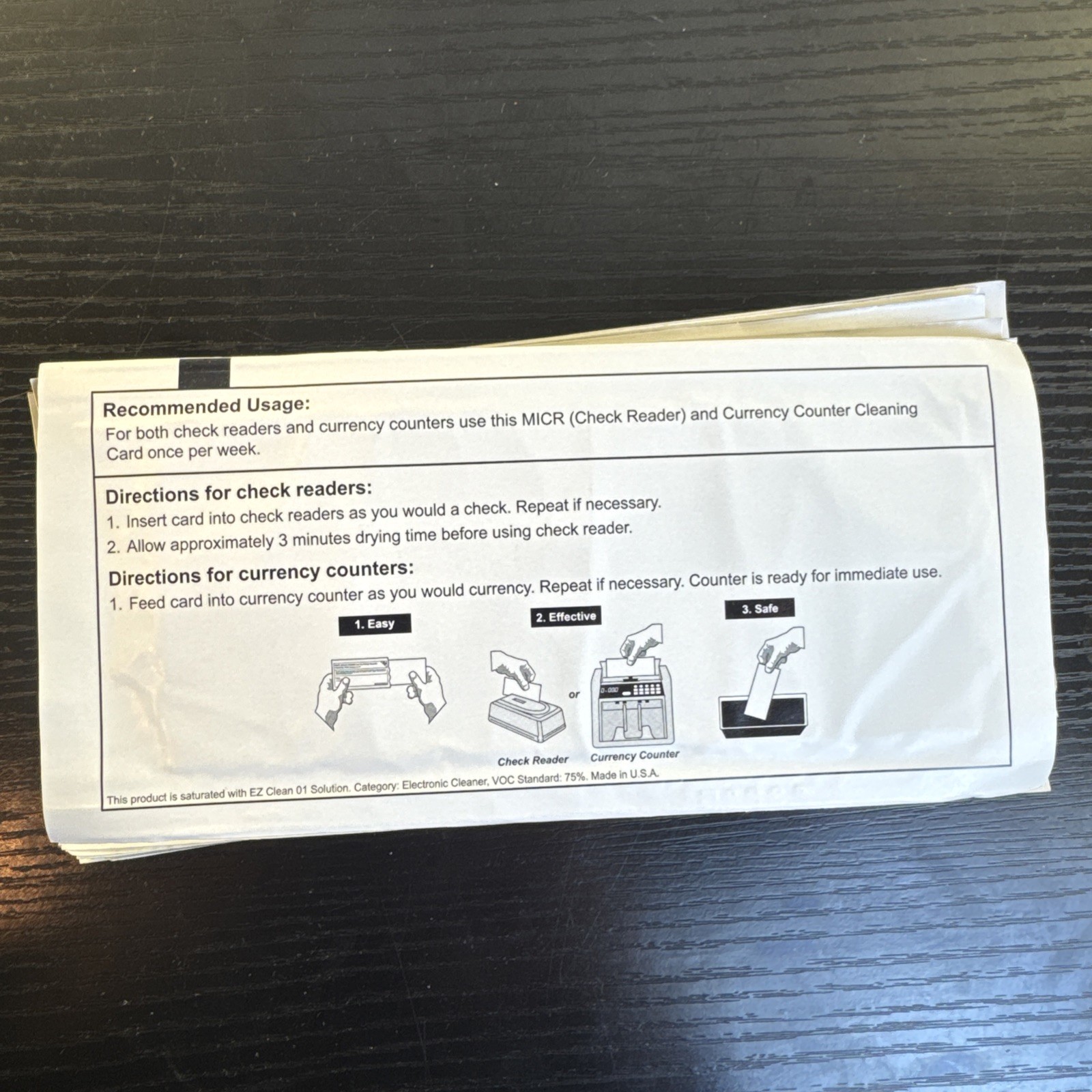 Lot 24 Kicteam MICR Check Reader & Currency Counter Cleaning Cards EZ Clean 01
