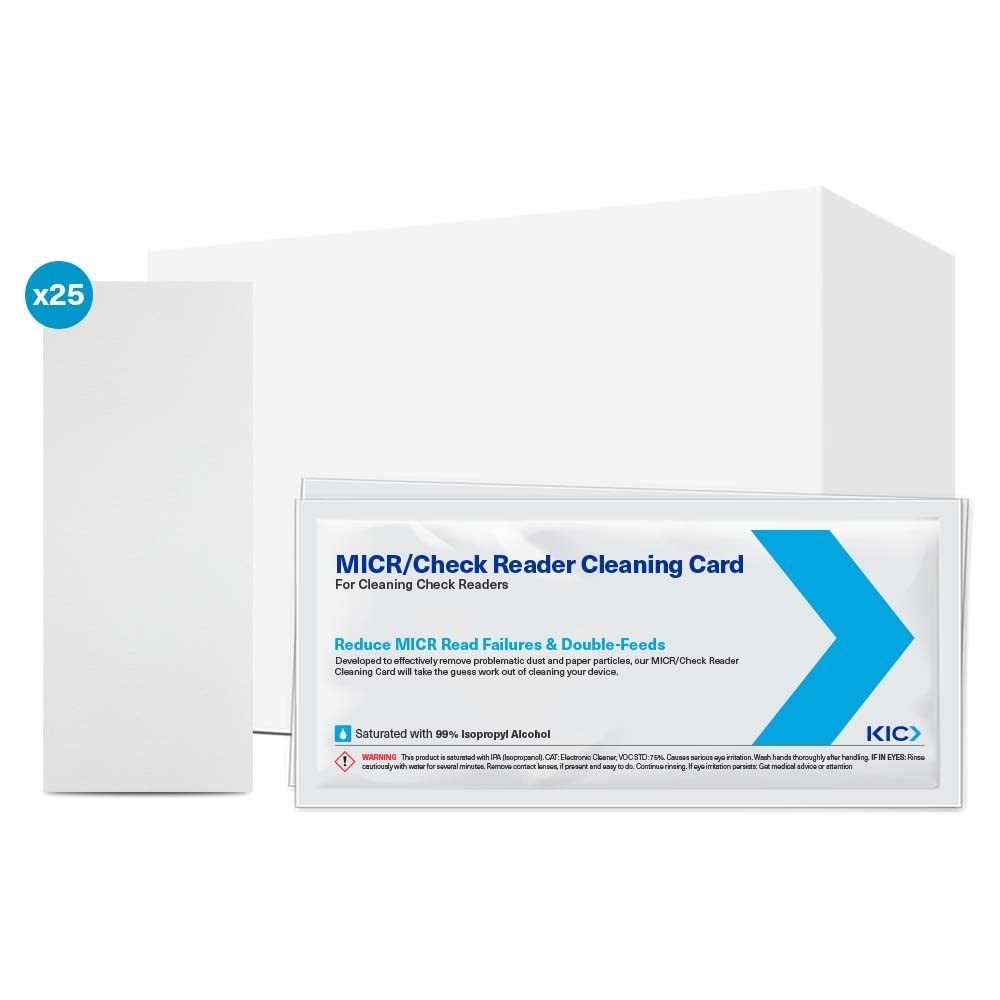 Cleaning Cards for MICR Check Reader Machines – 25 Presaturated Quick Dry Formul