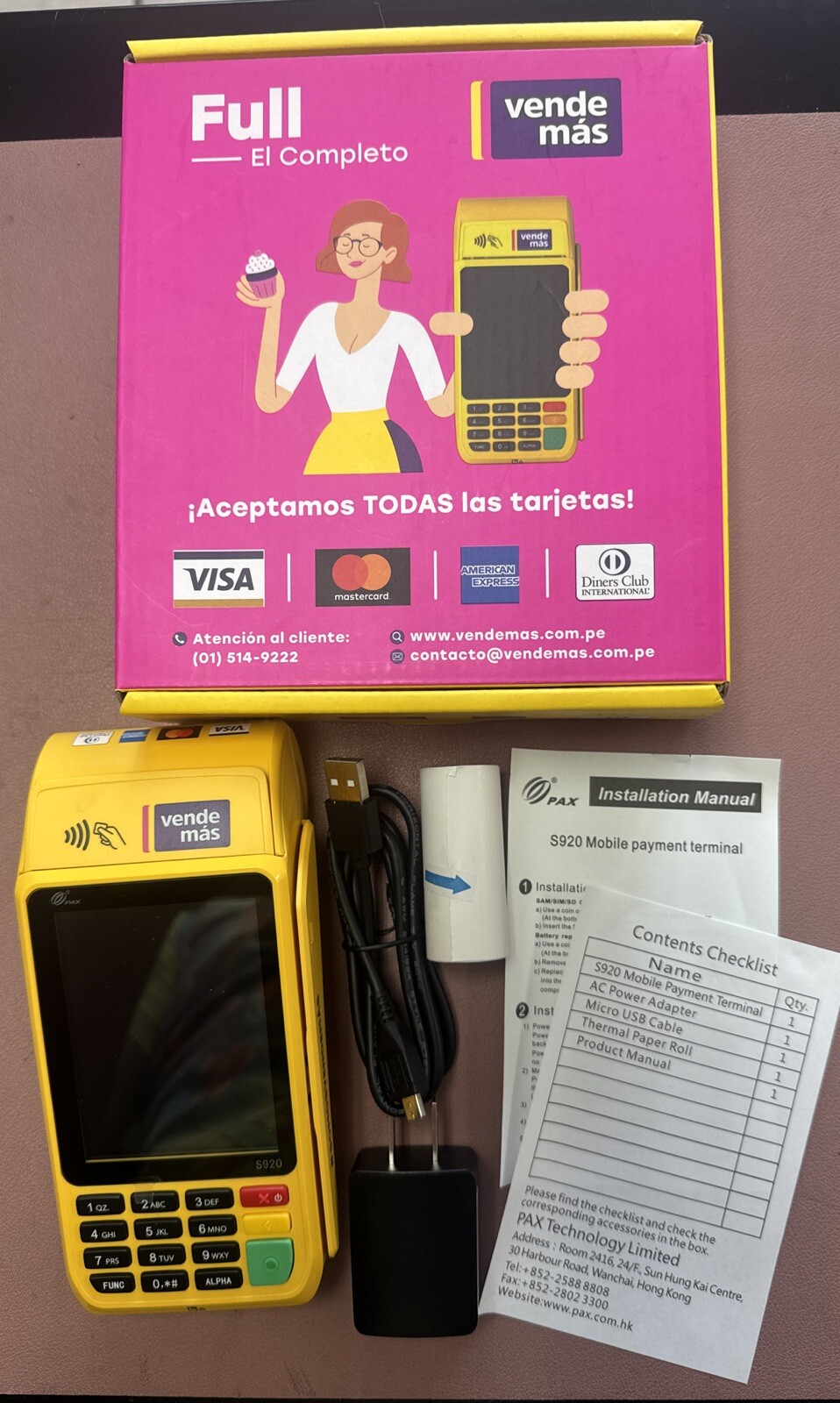 PAX FULL EL COMPLETO S920 0QW R64 15LA Wireless Credit Card Machine Terminal
