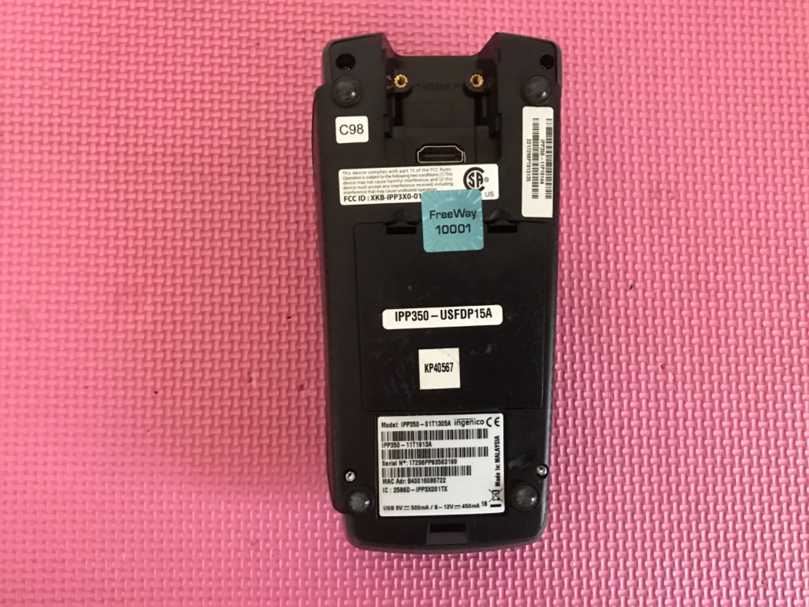 INGENICO IPP350 USFDP15A POINT OF SALE PINPAD No Power Adapter