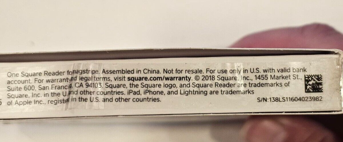 Square Reader – Magstripe Reader with Lightning Connector – NIB Sealed Box