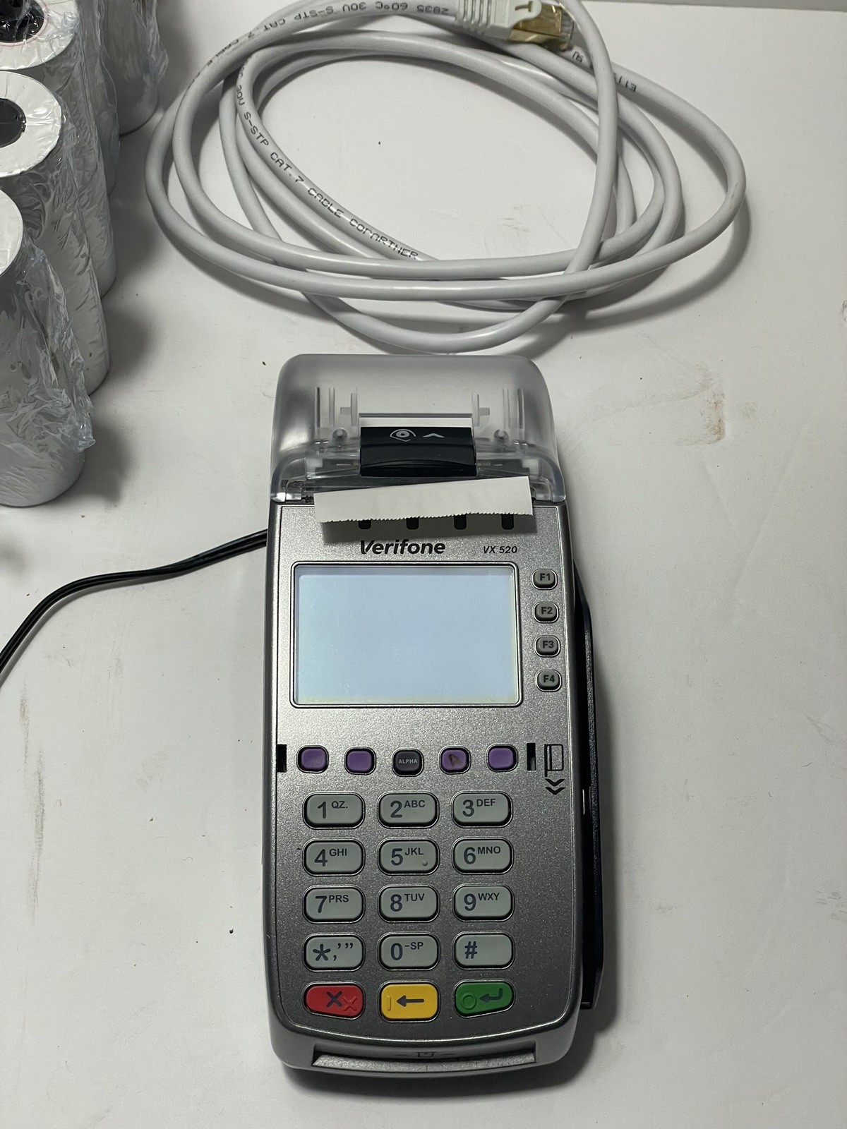 Verifone VX520 Credit Card Reader With Paper Rolls! Plug And Play Credit Debit