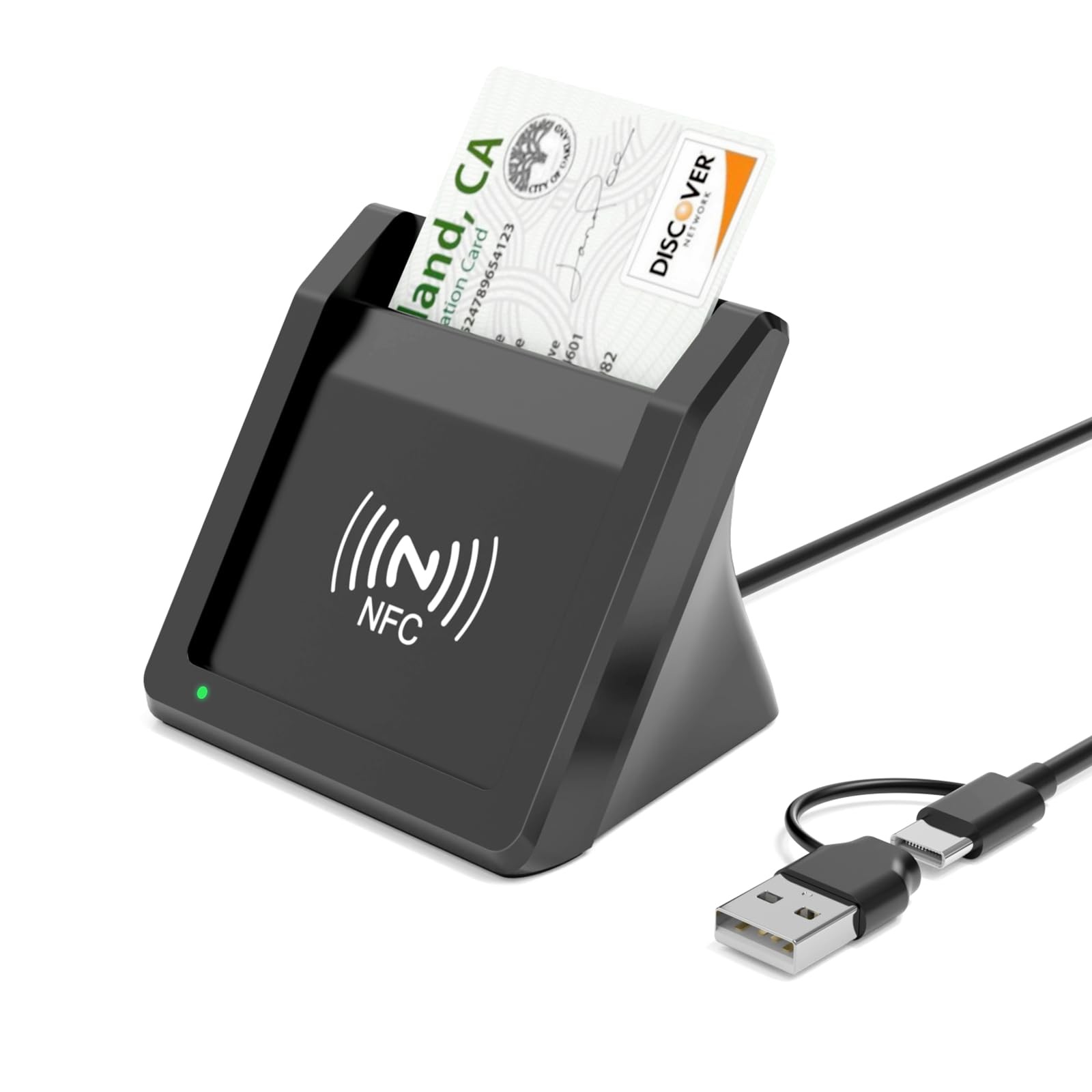2-in-1 Smart Card Reader NFC USB A C CAC Military DOD ID Bank Chip Card Reader