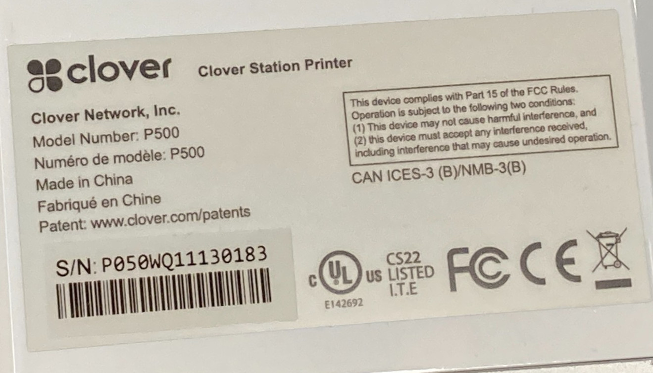 Clover Station P500 Receipt Printer (Unit Only)