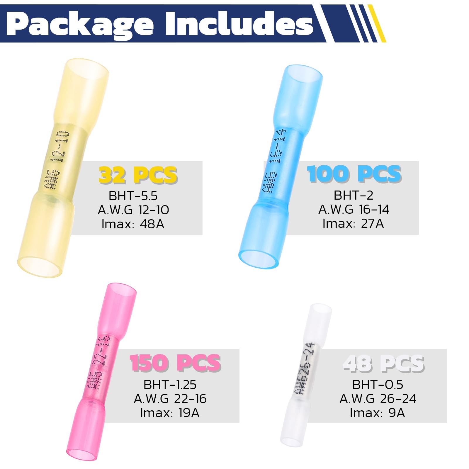 330Pcs Haisstronica Heat Shrink Butt Connectors-Marine Grade Waterproof