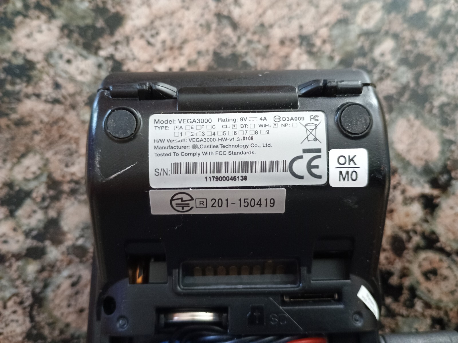 Dejavoo Z9 VEGA3000 Black 3.5″ LCD POS Credit Card Terminal TESTED