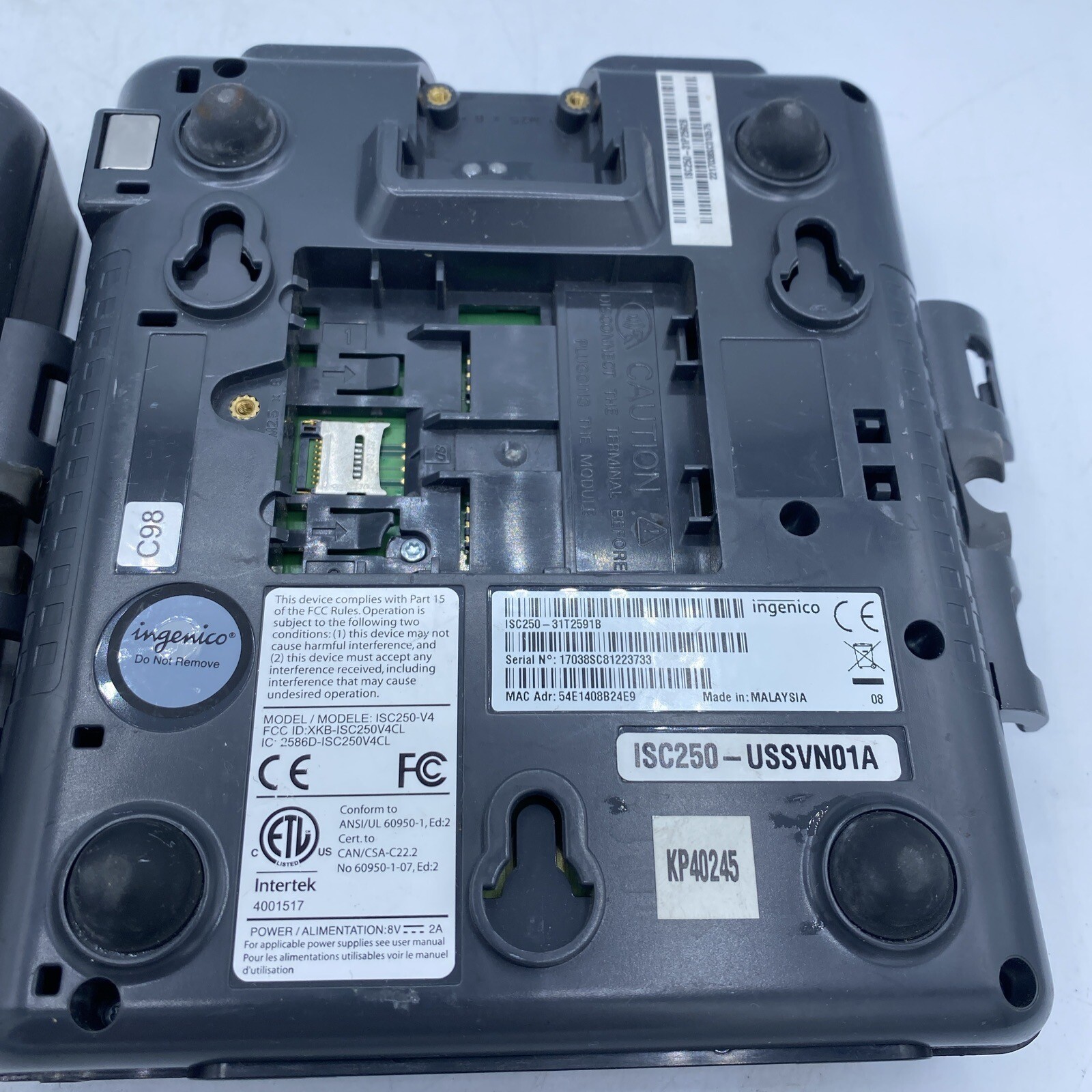 2-Ingenico iSC Touch 250 Credit Card Reader – MACHINE ONLY – PARTS ONLY
