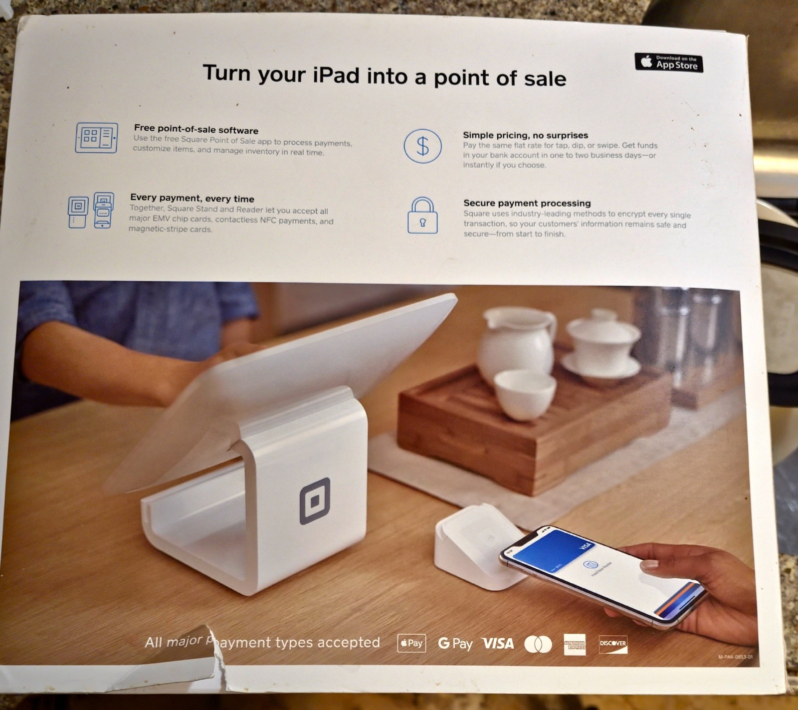 NEW A-SKU-0592-A1 Square Stand for iPad (10.2″ & 10.5″) with Contactless &…