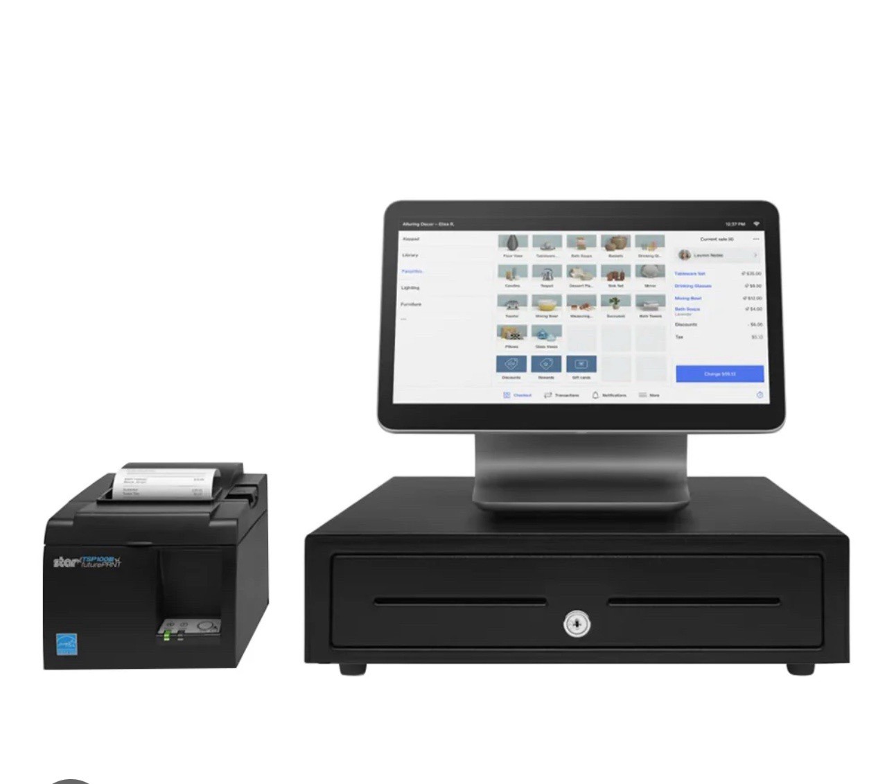 Square Register POS System Black COMPLETE Kit + Kitchen Printer + EXTRAS