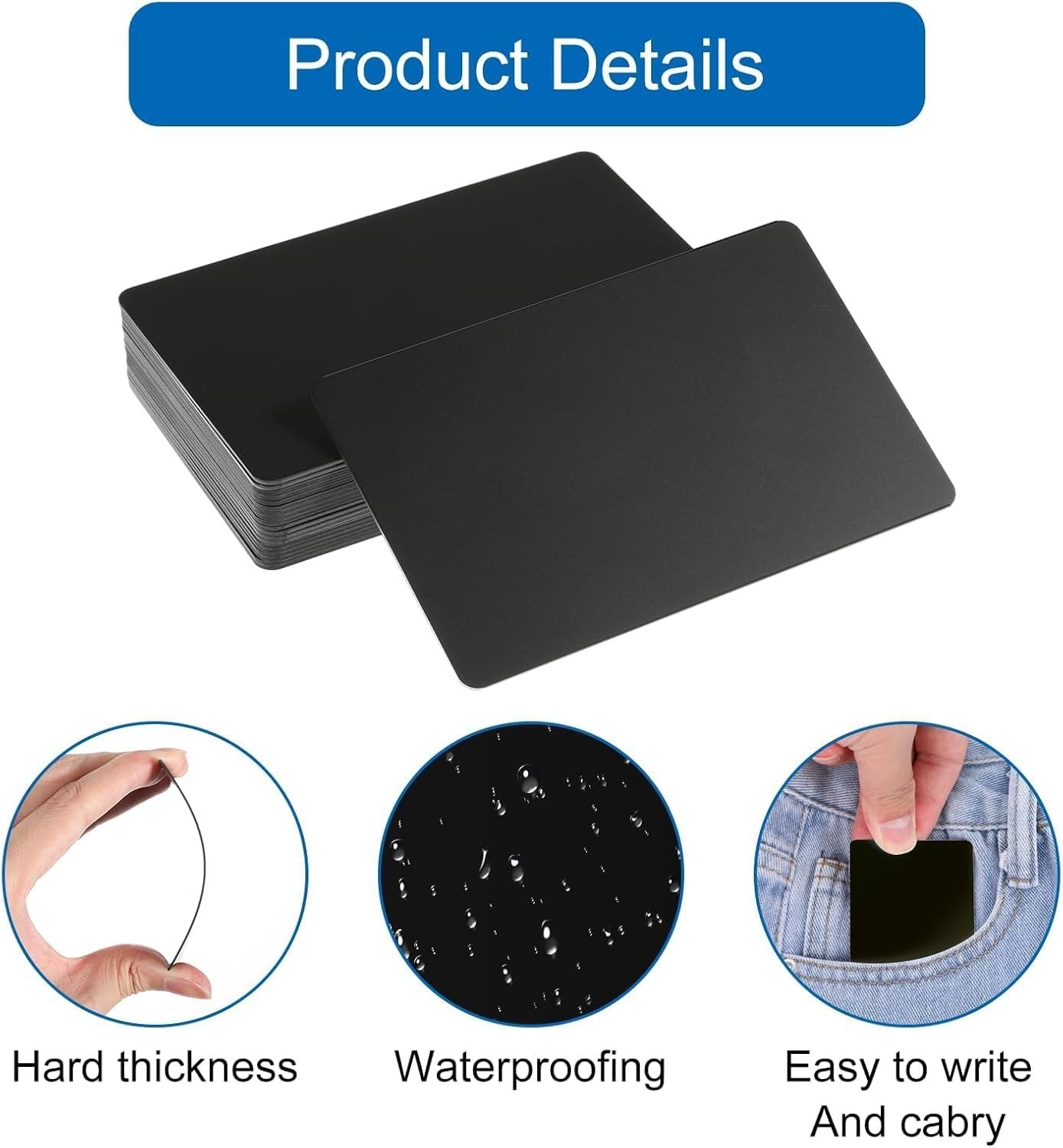 Convenient NFC Tag Set 50pcs, Black Business Cards for Everyday Applications