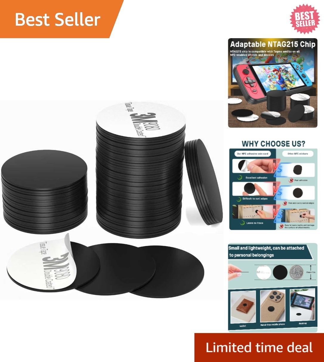 Round Adhesive NFC Tags (100 PCS) – Durable, Rewritable, & Compact 25mm Cards