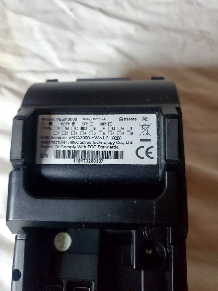 Castles Vega 3000 V3 Credit Card Terminal VEGA3000-HW-v1.3 – Untested / For Part