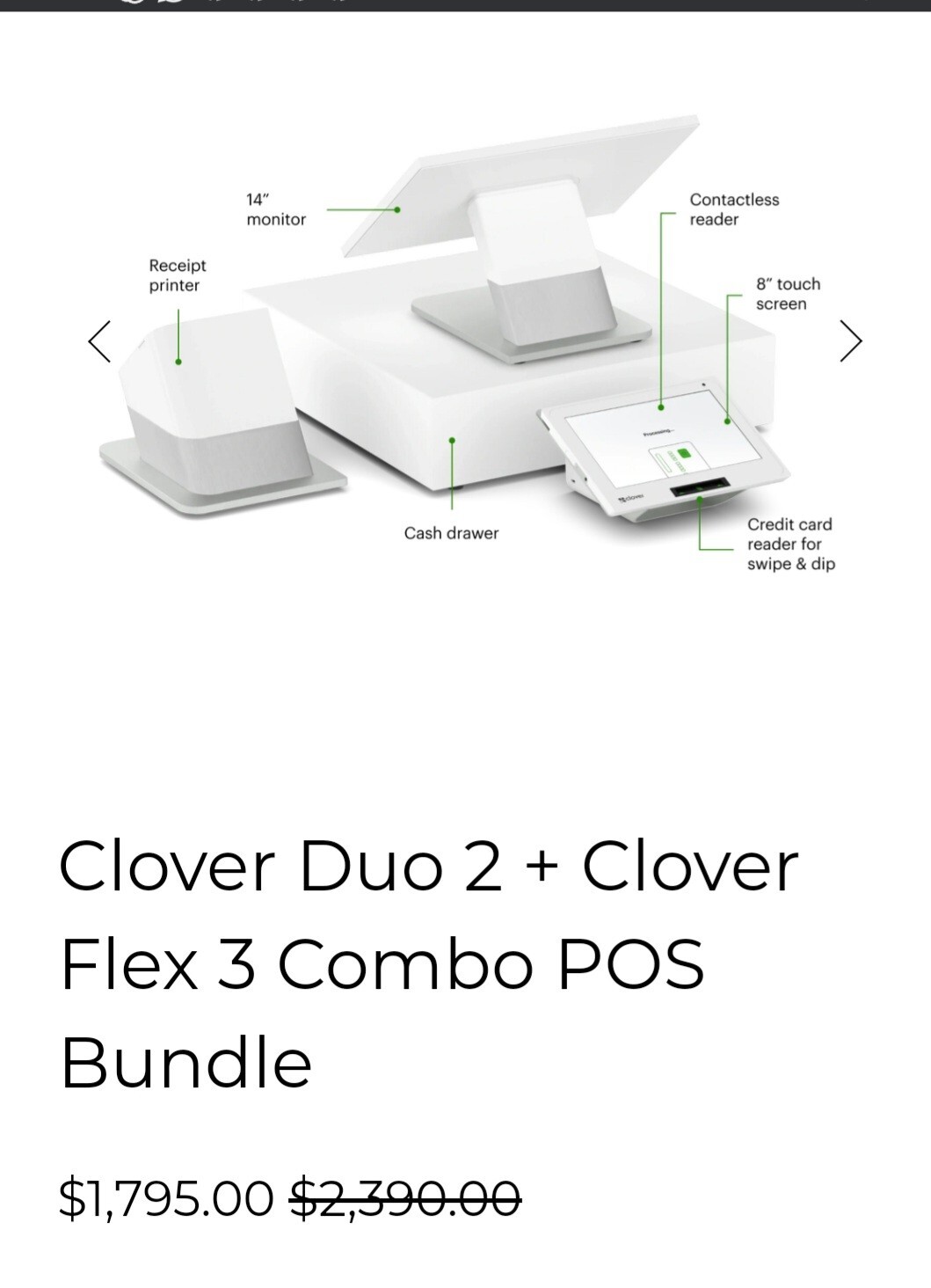 CLOVER DUO STATION WITH HANDHELD FLEX POS SYSTEM AND STAR SP700 KITCHEN PRINTER