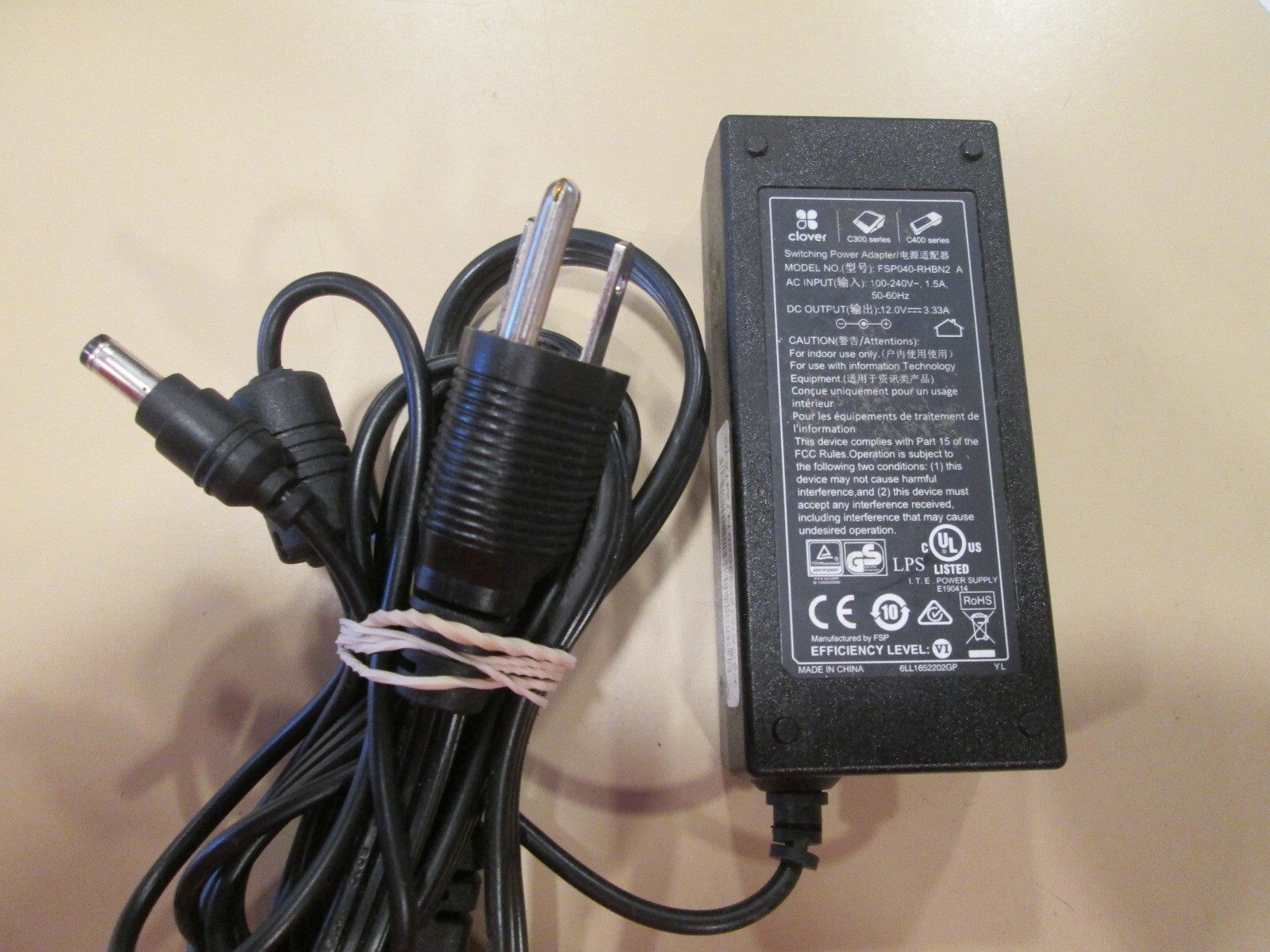 CLOVER FSP040-RHBN2 12V 3.33A POWER SUPPLY ADAPTER FOR C300 C400 POS