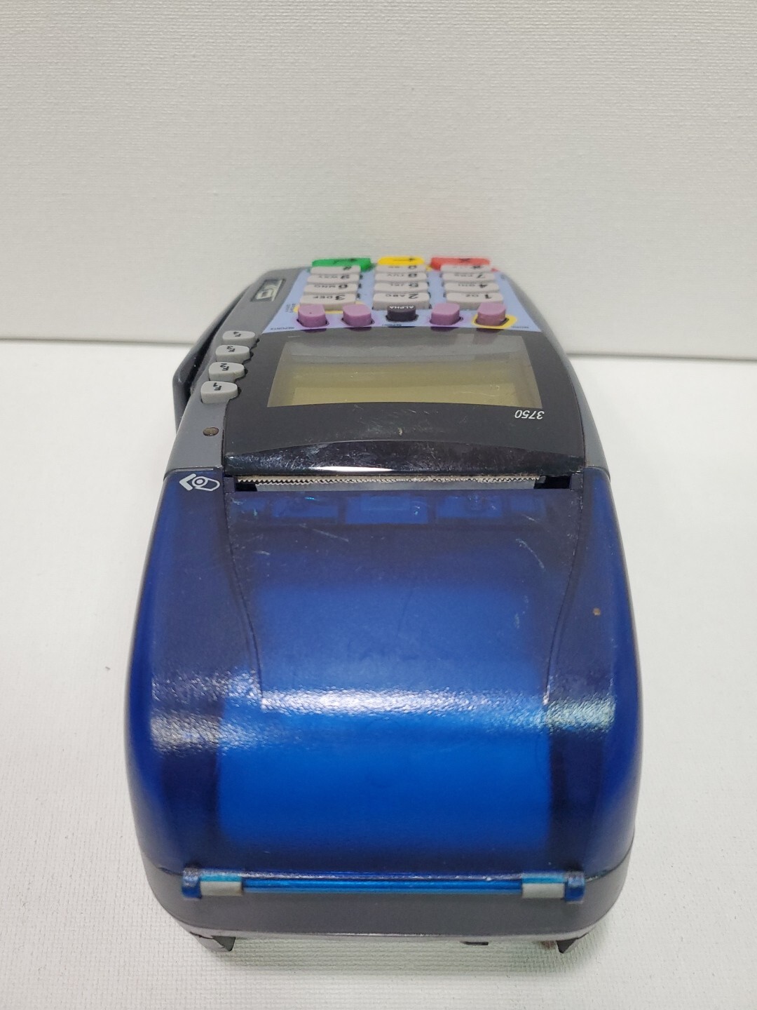 Verifone Omni 3750 Gray & Blue Wired Digital POS Credit Card Terminal Reader