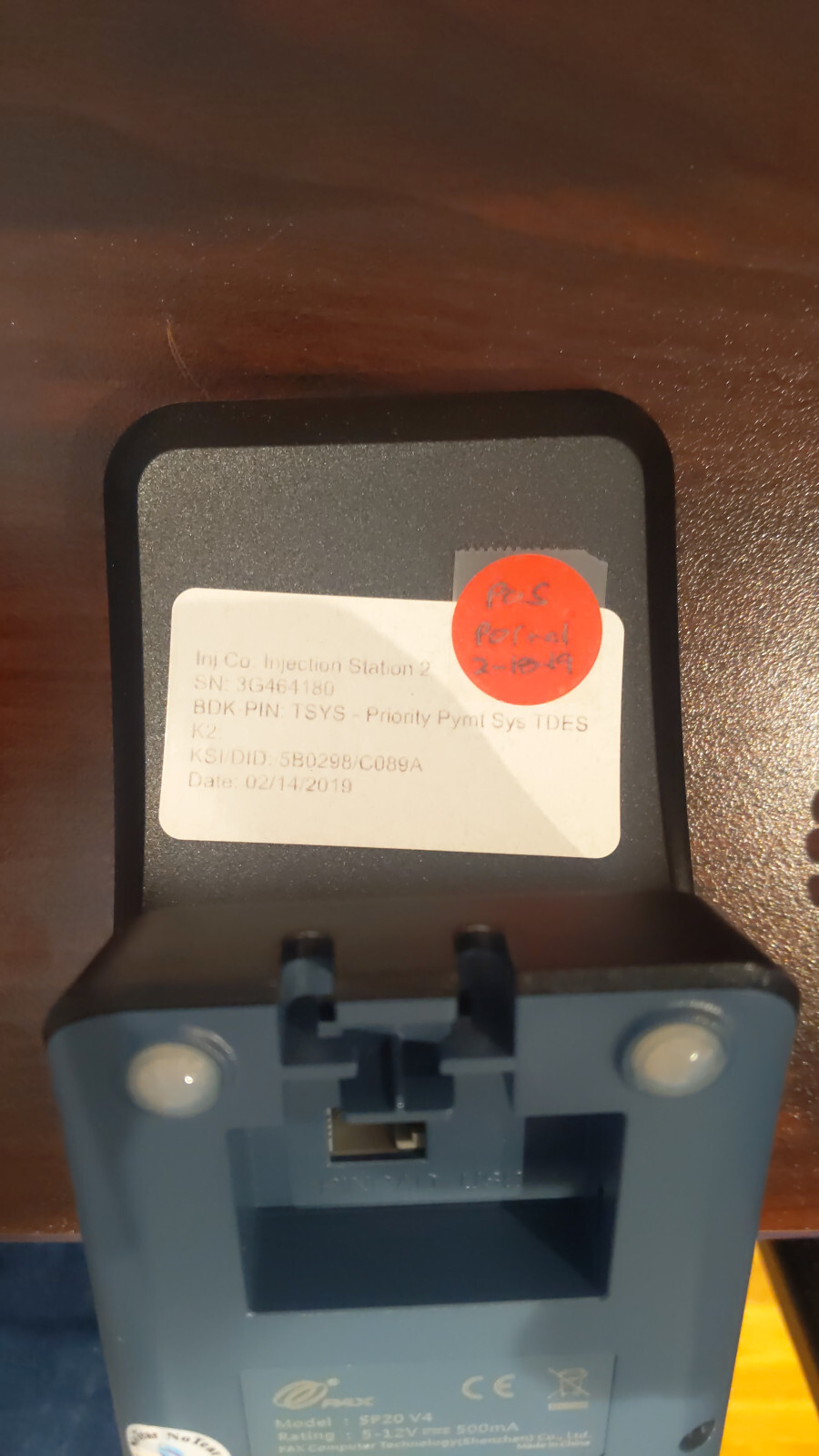 PAX SP20 V4 PINpad with TSYS Encryption with Cable