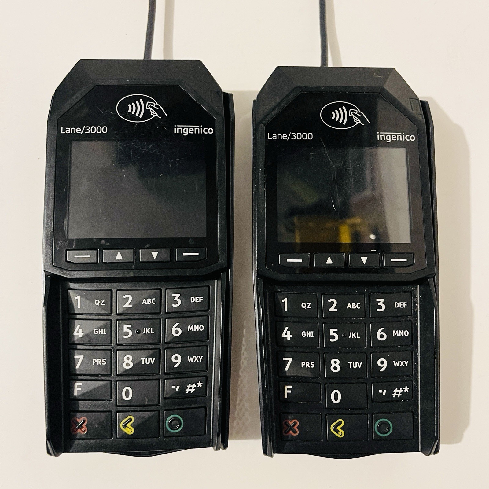 Lot of 2 Ingenico Lane 3000 Credit Card Readers PIN Pads w/ Power Adapters