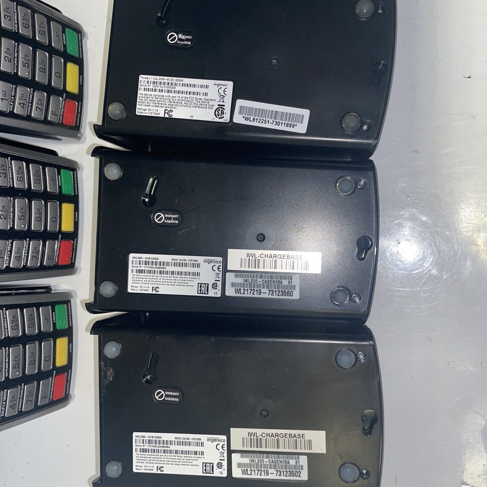 * 3x INGENICO iWL255 Credit Card Terminal With iWL200 Charging Station