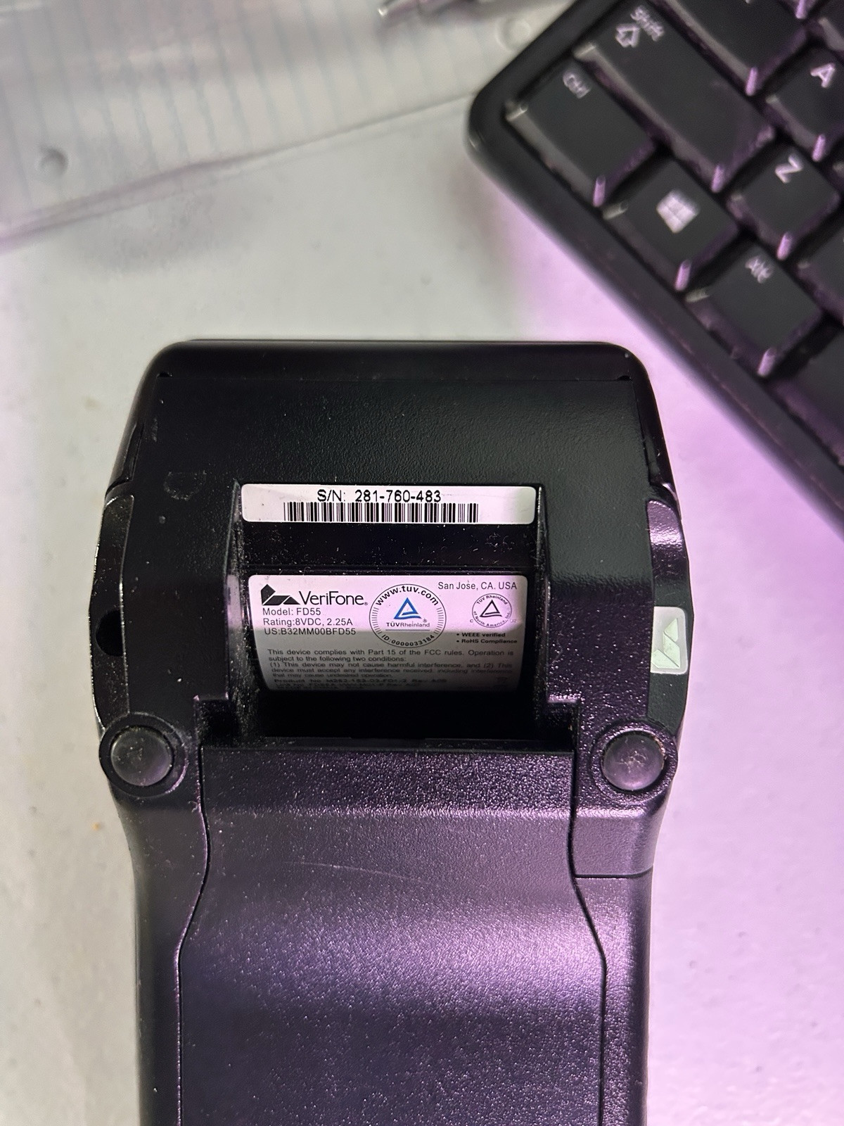 Verifone First Data FD-55 Terminal Used works well, No Power Adapter