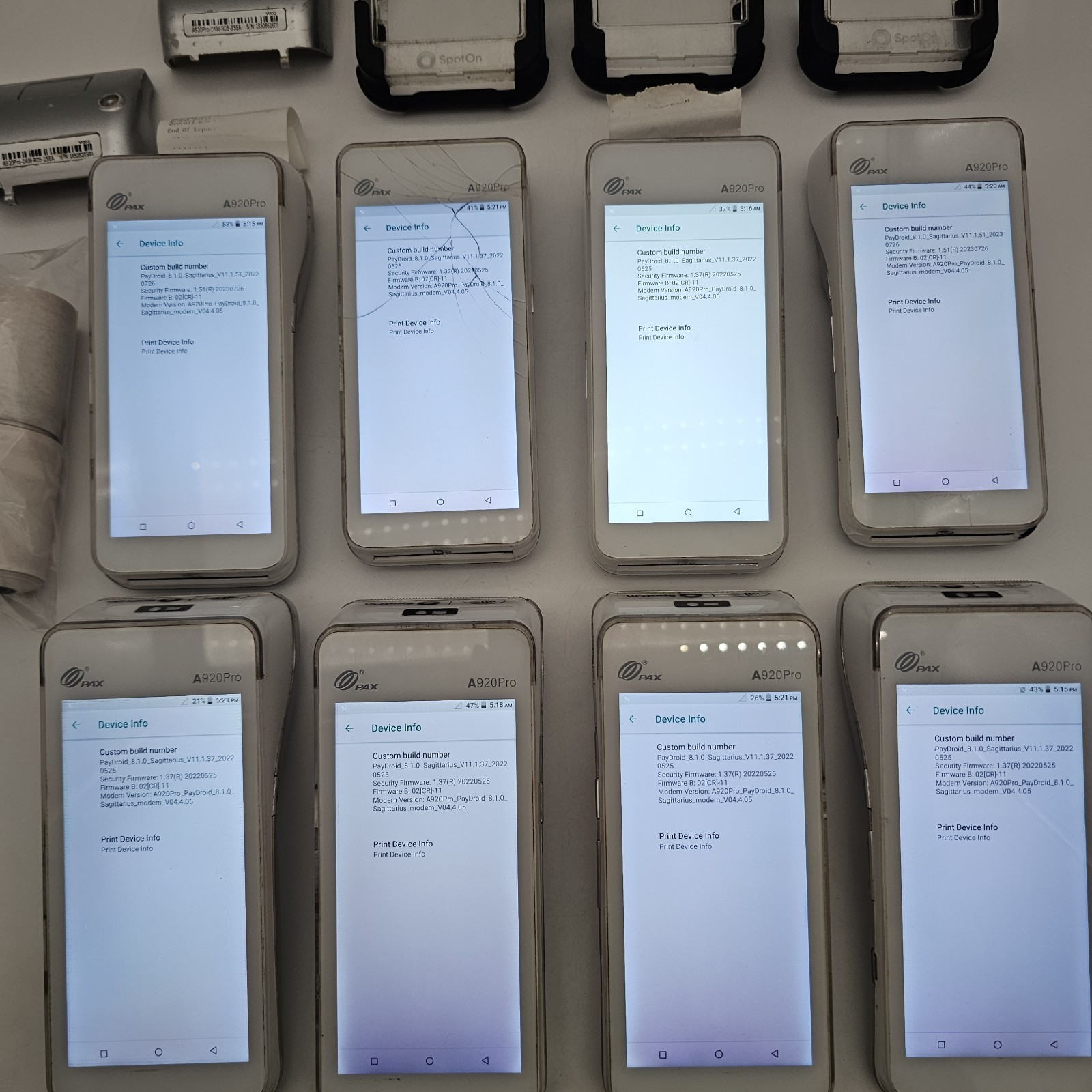 LOT 8 PAX A920pro Android POS Payment Terminals Reset Batteries Cases **READ**