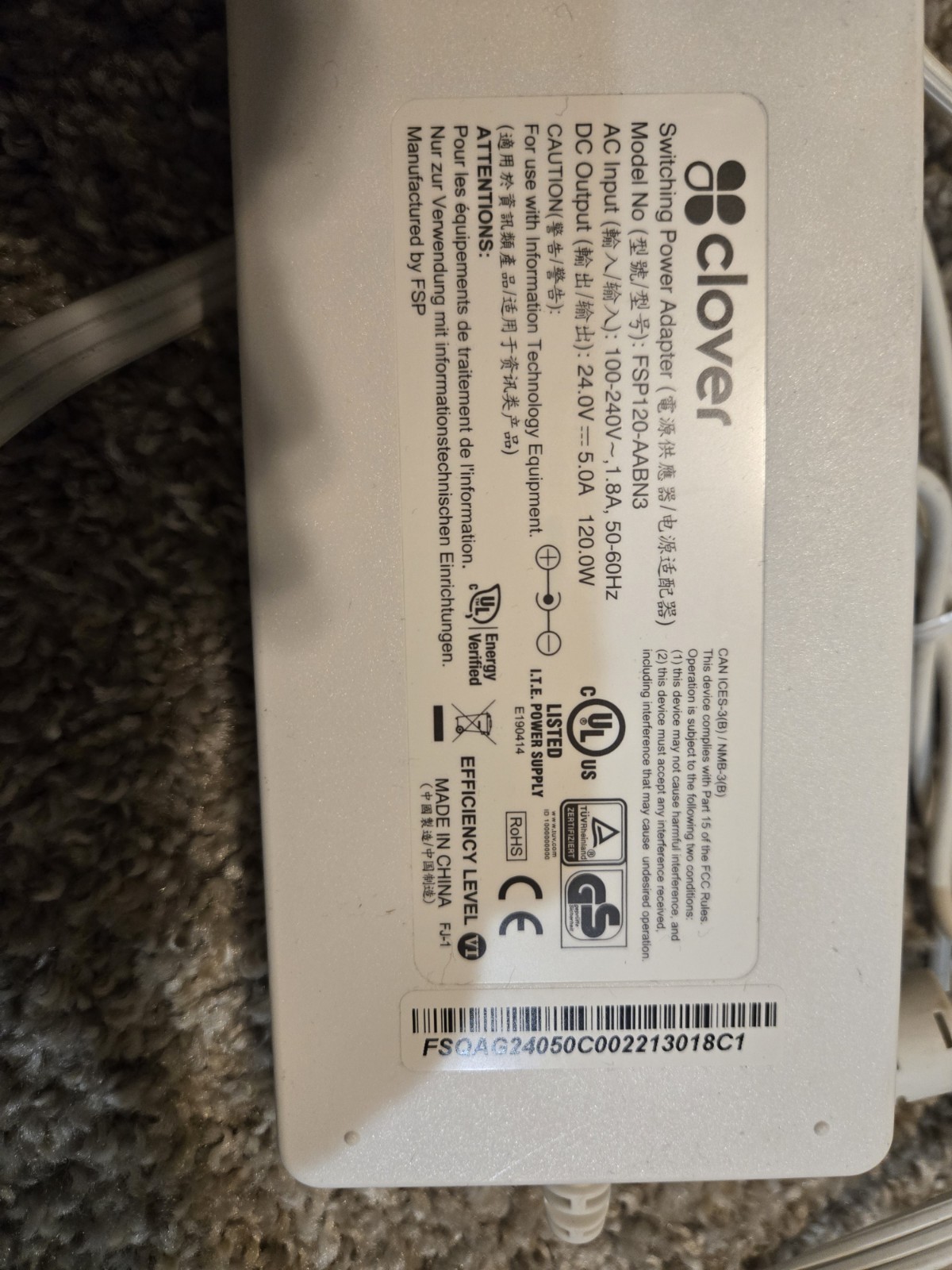 Clover Station Power Supply ~ FSP120-AABN3 Tested