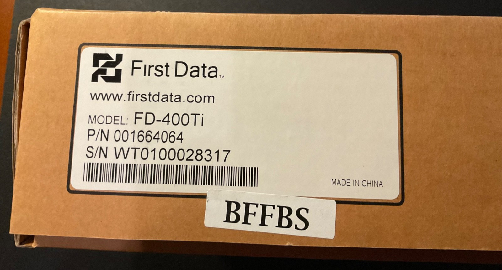 First Data FD400 TI Credit Card Terminal w/ Power Supply and paper.