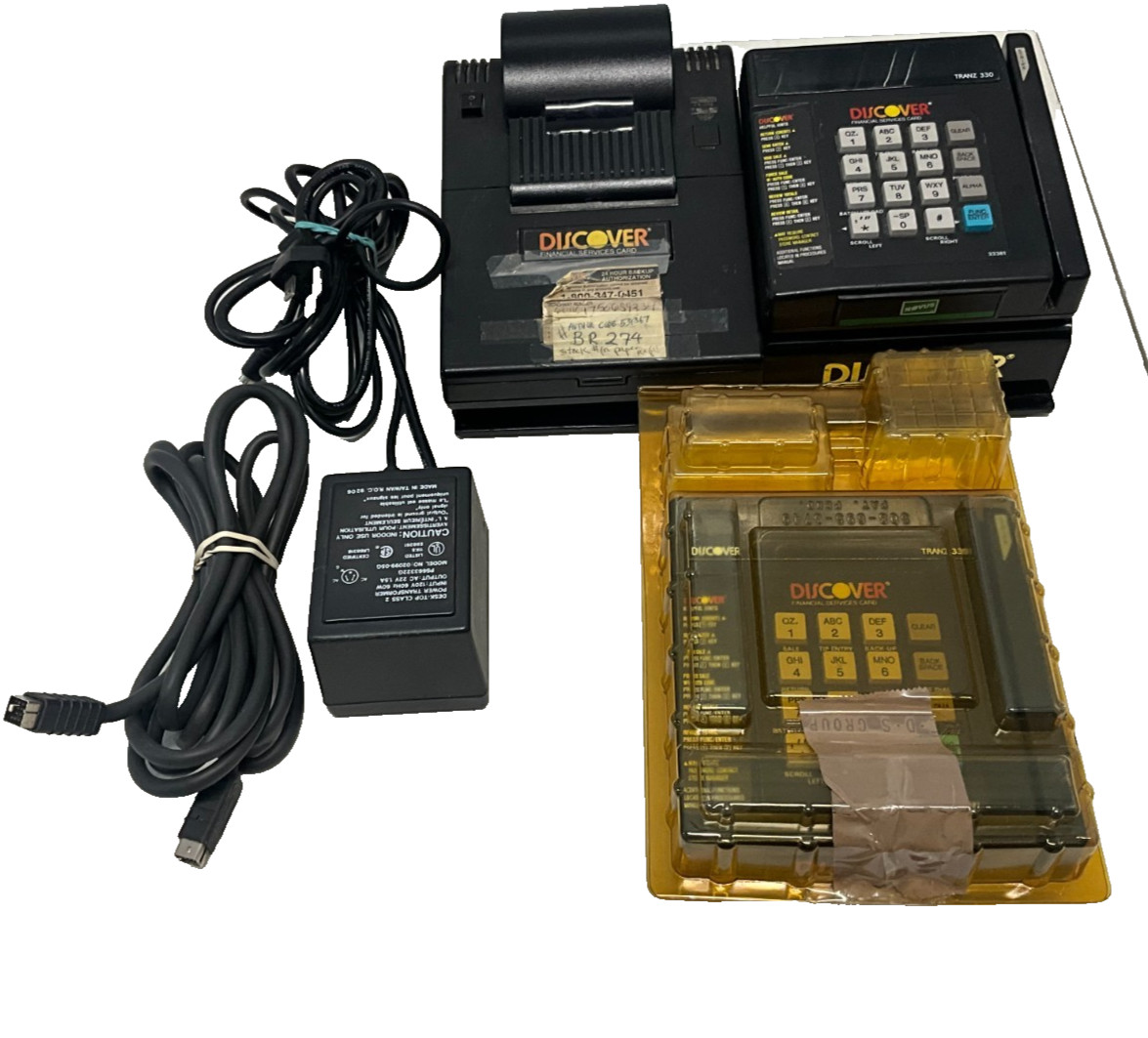 Vintage Discover Tranz 330 POS Credit Card Terminal & VeriFone Printer 250